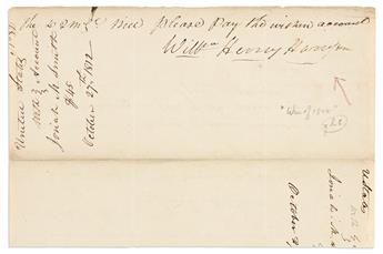 HARRISON, WILLIAM HENRY. Endorsement Signed, Willm Henry Harrison, ordering Lieutenant Quartermaster General James Morrison to pay t